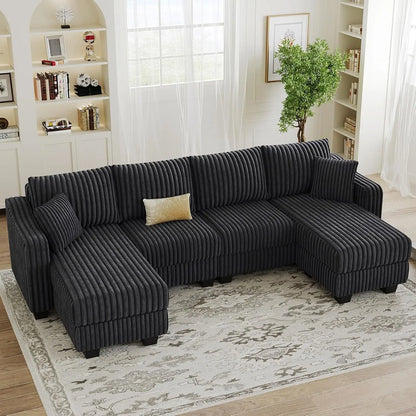 U Shaped Couch with Reversible Chaises Sectional Couches for Living Room Sectional Couch with Ottomans Corduroy, Customized