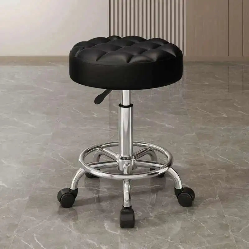 Barber Nail Salon Chair Swivel Wheels Rotating Salon Hair Stylist Barbershop Equipment Furniture Professional Rolling Silla