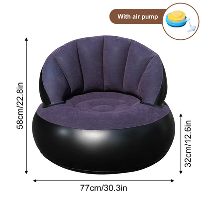 1PC Thickened PVC Inflatable Sofa Ergonomic Design for Comfortable Seating Experience, Foldable Flocking Garden Sofa