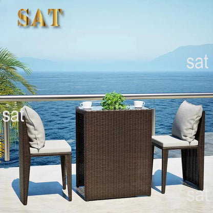 Luxury Round Patio Furniture with Fire Pit Rattan Chairs and Patio Tables Restaurant