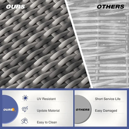 9 PCS Patio Furniture Set, Outdoor Wicker Conversation Sectional Sofa Couch Furniture Sets with Ottomans for Garden Balcony