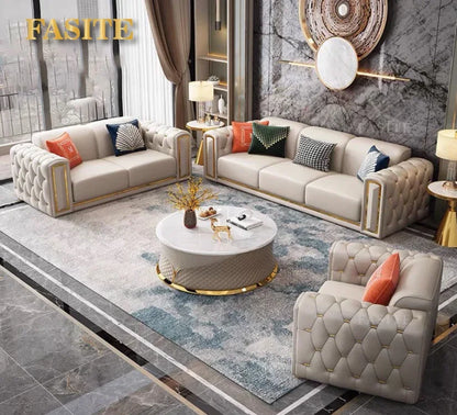 Simple Minimalist Light Luxury Fabric Sofa Set Furniture Velvet 1- 3 Seat Honeycomb Stainless Steel Living Room Sofas For Home