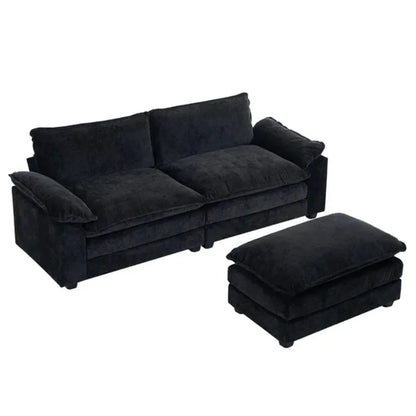 121 Inch Cloud Couch Comfortable Modular Sectional Sofa For Living Room Modern Linen 3-seat Convertible Loveseat Sofa Apartment