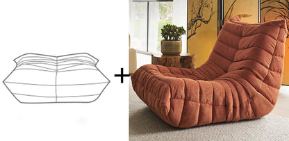 Lounge Bean Bag Chair for Adult Armless Lazy Floor Sofa Fireside Chair for Living Room Gaming Room Bedroom Soft Corduroy Couch