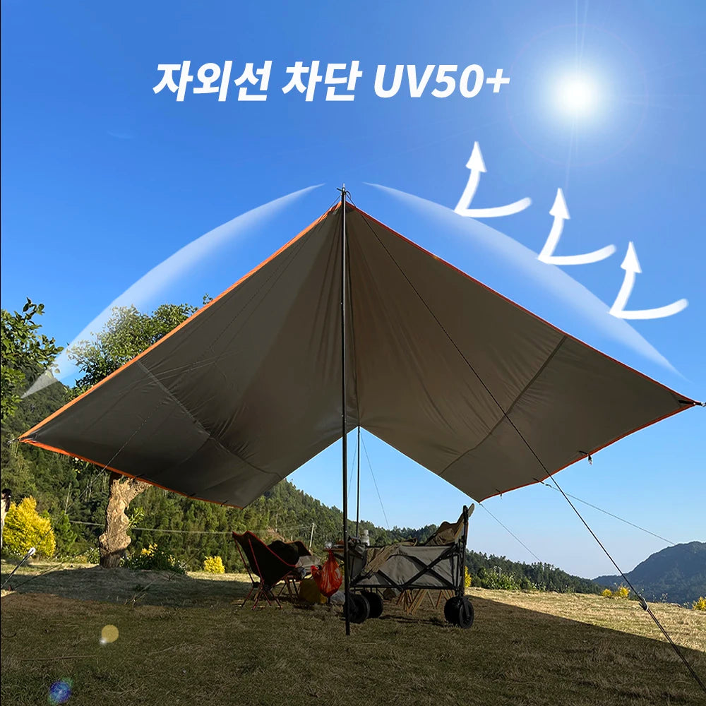 Oxford Large Tarp Waterproof 4x6m Sun Shelter Outdoor Camping Awning Tent Big Tarp Shade Canopy for Family Beach Hiking