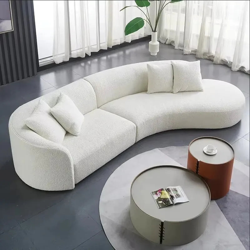 Modern Design Sectional Sofa Set Living Room Hotel Furniture with Curved Modular Velvet Fabric Couch
