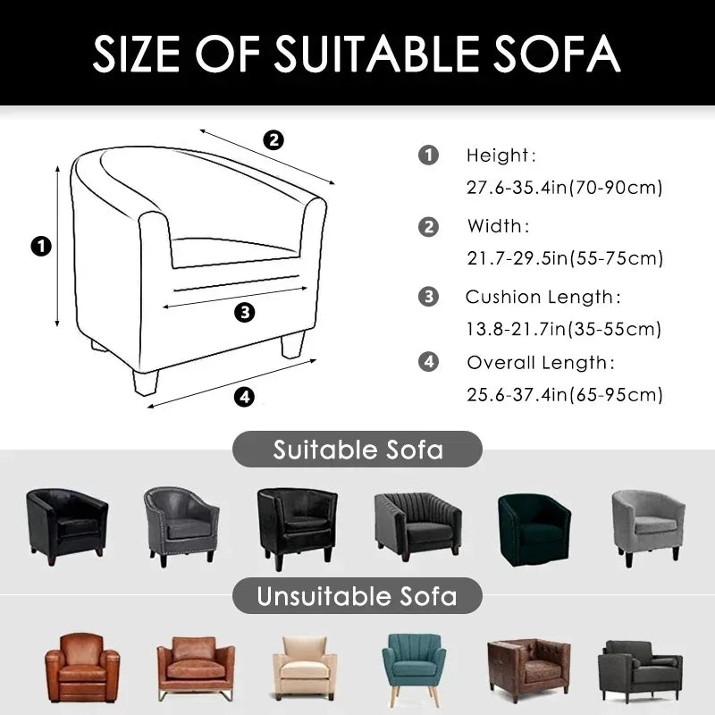 Solid Color Elastic Club Tub Chair Cover Spandex Single Sofa Slipcover with Seat Cover Armchair Protector Living Room Bar Hotel