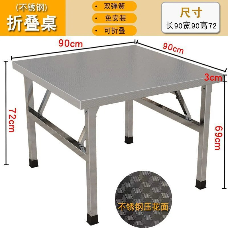 Square Folding Utility Table Home Restaurant Stainless Steel Dinner Tables Outdoor Indoor Portable Foldable Wedding Dining Table