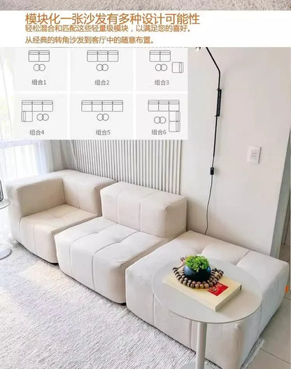 Living Room Compressed Vacuum Sofas Modern Small Apartment Fabric Living Room Sofa Cream Style Marshmallow Sofa Free Combination