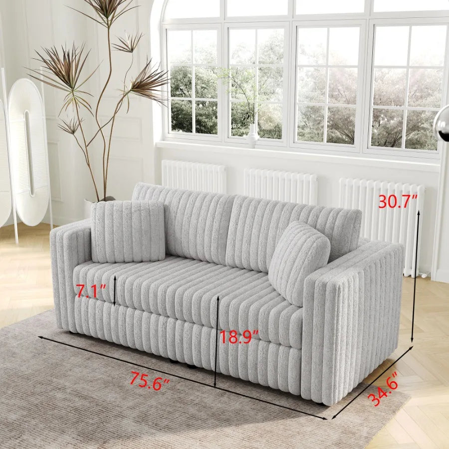 75.6" Soft Rabbit Plush Modular 2-person Sofa - Highly Comfortable with Distinctive Design. Perfect for Bedroom and Living Room