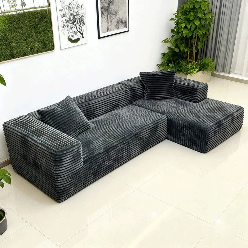 Compression sofa tofu block corduroy simple light luxury compression L-shaped corner sofa