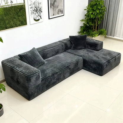 Compression sofa tofu block corduroy simple light luxury compression L-shaped corner sofa