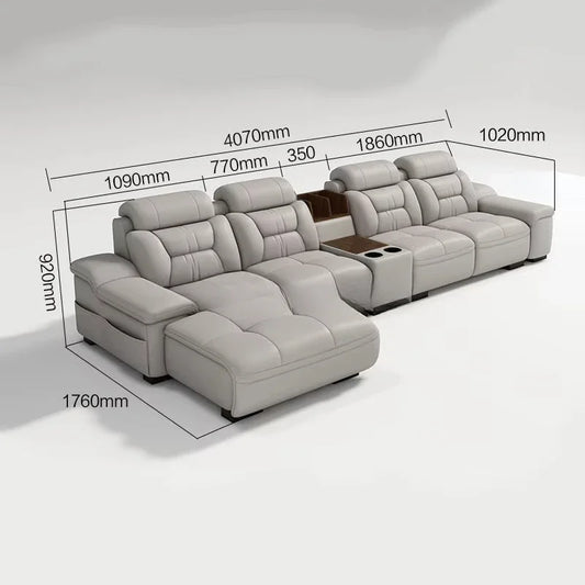 A Simple Modern Living Room Business Led Creative Combination Furniture Leather Sofa