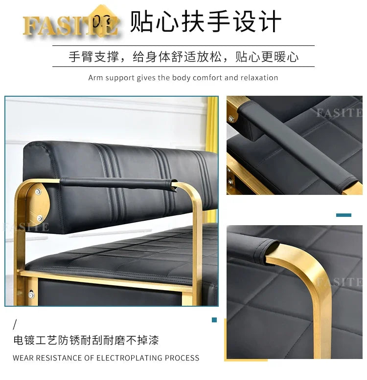 Same light luxury lounge chair, hair salon, nail salon, light luxury stainless steel sofa , lounge area