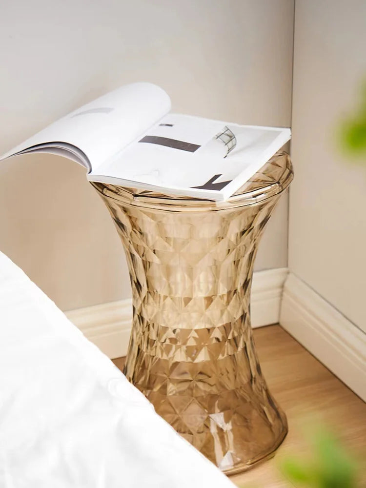 Nordic creative crystal stool Nordic simple color transparent bathroom home shoe changing  creative ins low