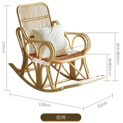 Outdoor Balcony Homestay Garden Single Rattan Chairs Living Room Leisure Rocking Chair Home Furniture Adult Lazy Recliner N M