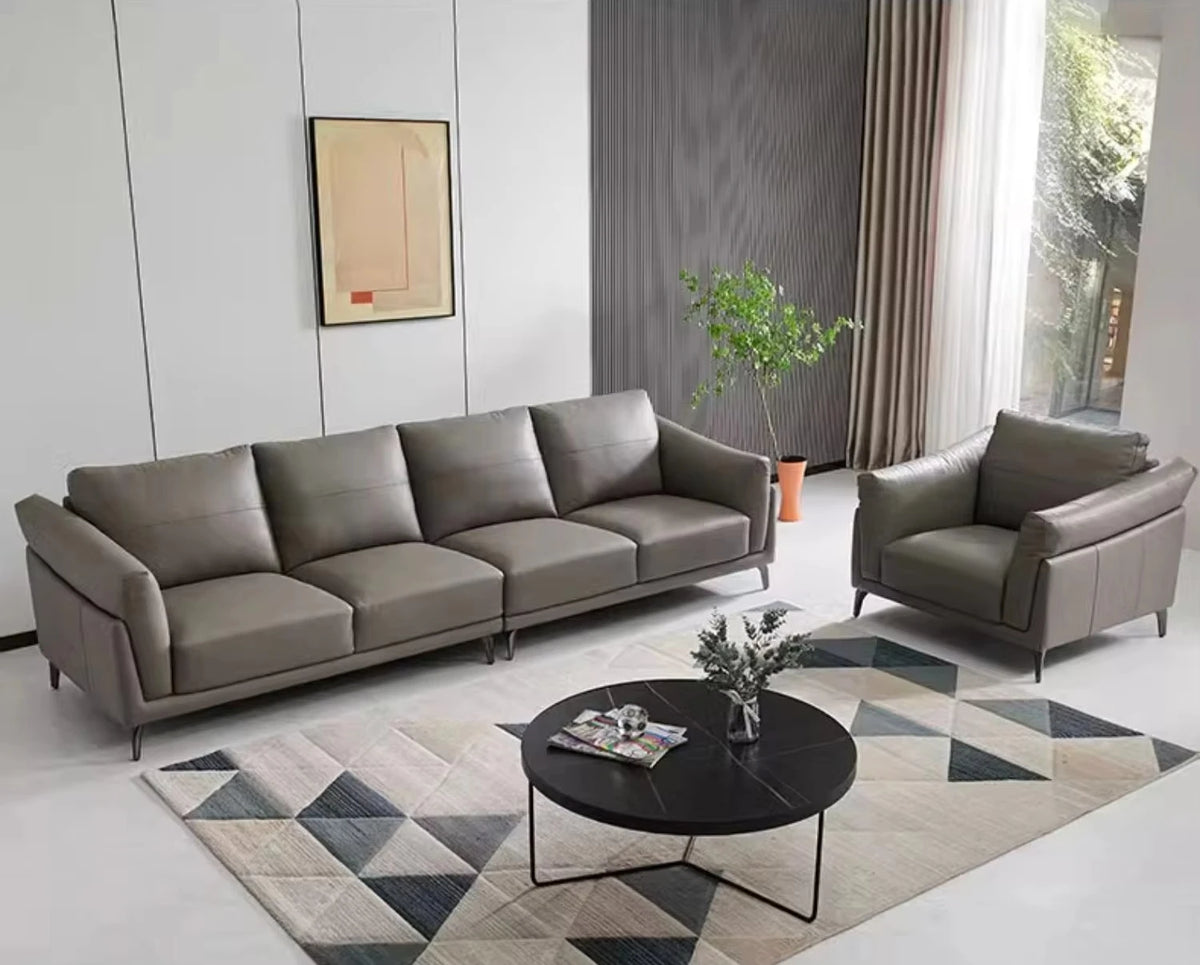 Italian simple style small apartment living room leather sofa