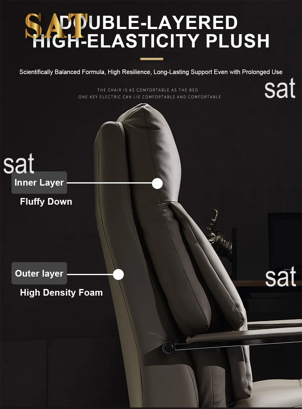 Electric massage boss chair, computer chair, comfortable sitting, office chair, backrest, reclining sofa chair