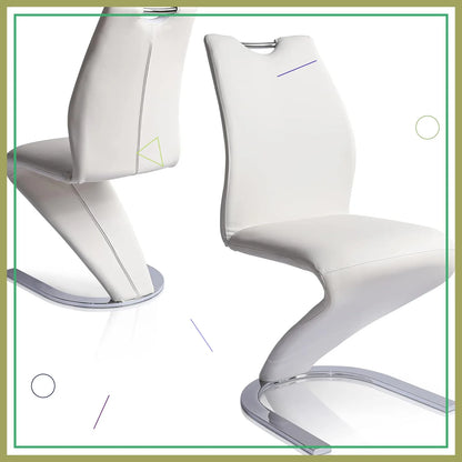 Modern PU Leather Dining Chairs Set of 2, Armless Upholstered Side Chairs with Sturdy Metal Legs for Kitchen & Living Room