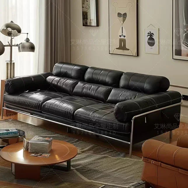 Modern European Brown Sofa Italian Designer Armrest Nordic Living Room Couch