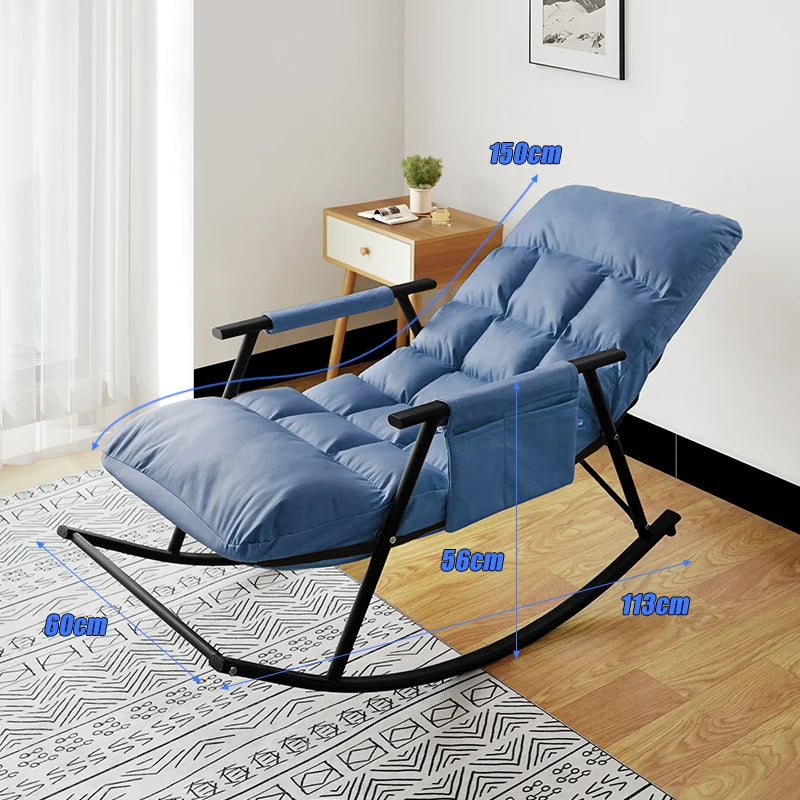 Lazy Rocking Chair Washable Technology Cloth Relaxation And Comfort Lounge Chairs 5 Angle Adjustment Detachable Recliner Chair