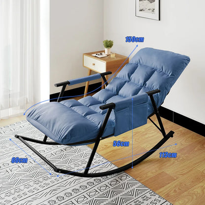 Lazy Rocking Chair Washable Technology Cloth Relaxation And Comfort Lounge Chairs 5 Angle Adjustment Detachable Recliner Chair