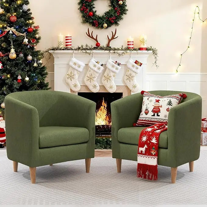 Accent Barrel Chairs Set of 2, Modern Comfy Living Room Chairs with Armrest Small Reading Chair with Cozy Soft Padded for Bedroo