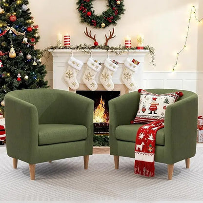 Accent Barrel Chairs Set of 2, Modern Comfy Living Room Chairs with Armrest Small Reading Chair with Cozy Soft Padded for Bedroo