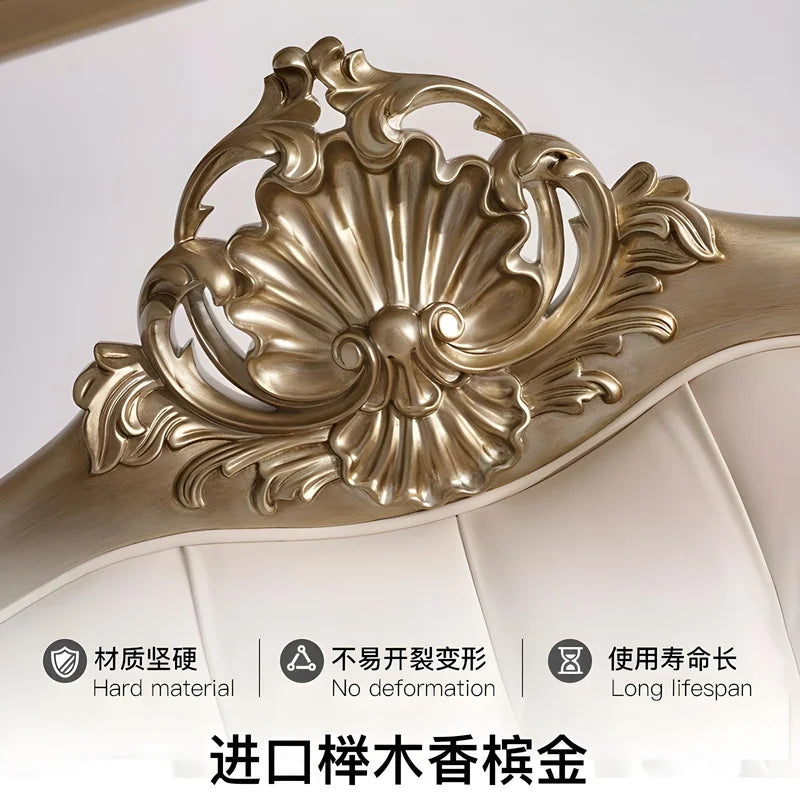 French cream wind solid wood leather living room sofa combination luxury villa sofa high-end luxury