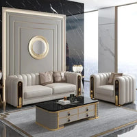 Luxury classic leather sofa set for living room and bedroom, perfect for reception and relaxation in Nordic style