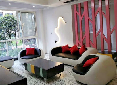 PatioLix Cute Luxury Nordic Sofa Set – Soft Lazy Loveseat & Modern Lounge Puffs