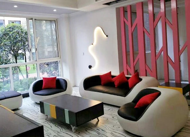 PatioLix Cute Luxury Nordic Sofa Set – Soft Lazy Loveseat & Modern Lounge Puffs