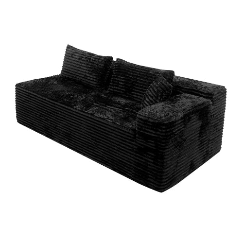 No-Assembly Reversible Sectional Sofa - Plush Corduroy Fabric, Cloud-Like Chaise Lounge, Timeless Sleek Design