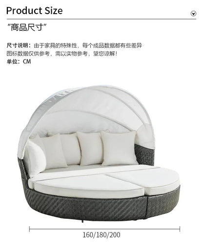 Outdoor rattan round bed leisure garden courtyard swimming pool beach bed