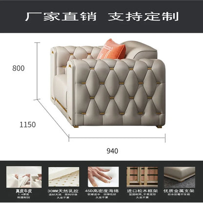 A2-7   new light luxury leather sofa living room combination size modern simple first-layer cowhide sofa