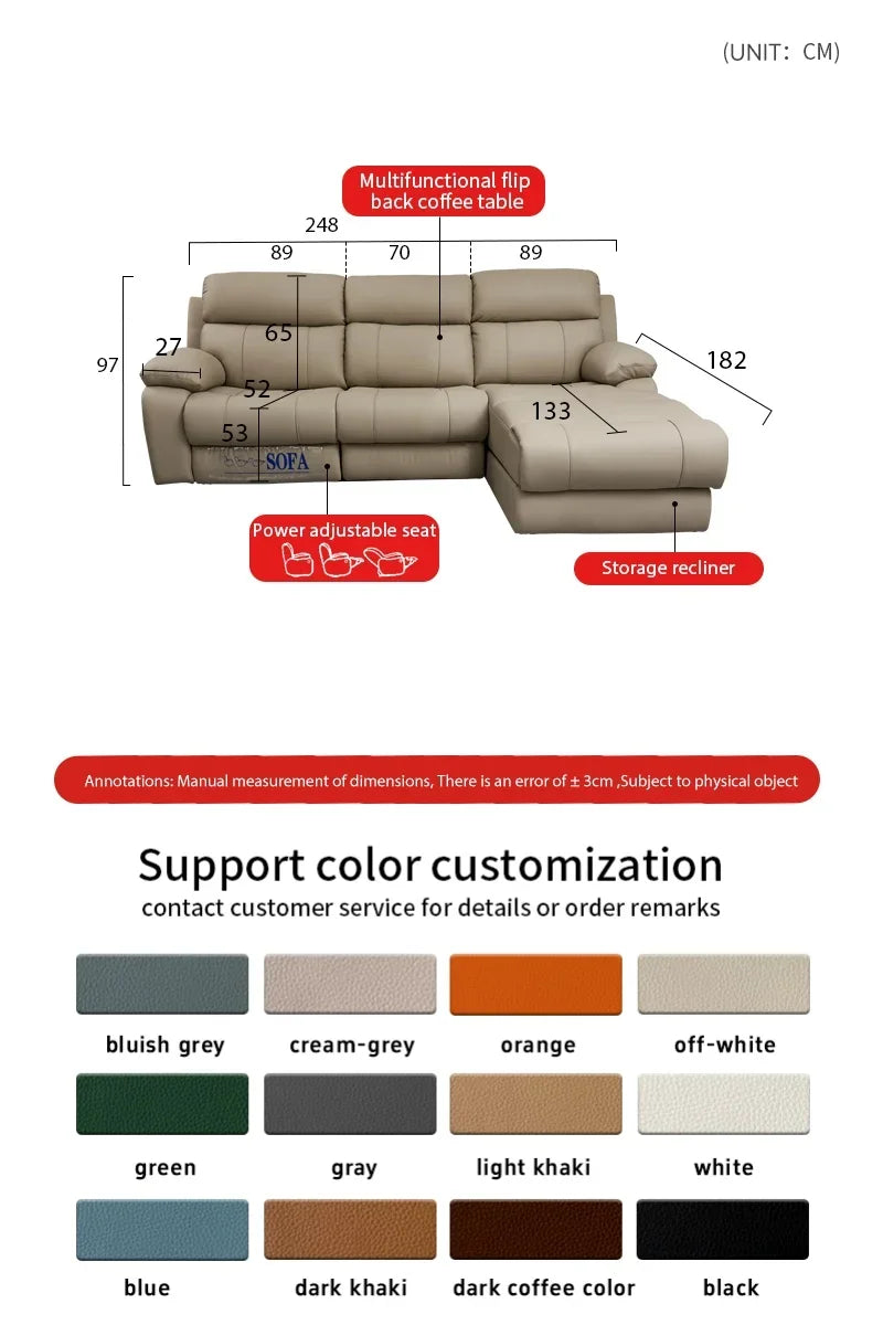 Modern Italian Living Room Sofas Modular Electric Recliner Sofa Bed Multi-functional Leather Minimalist Divano Room Furniture