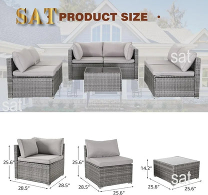 y 7-piece courtyard furniture set, modular wicker outdoor segmented sofa, PE wicker outdoor setL  W   H  28.5*25.6*25.6 inch