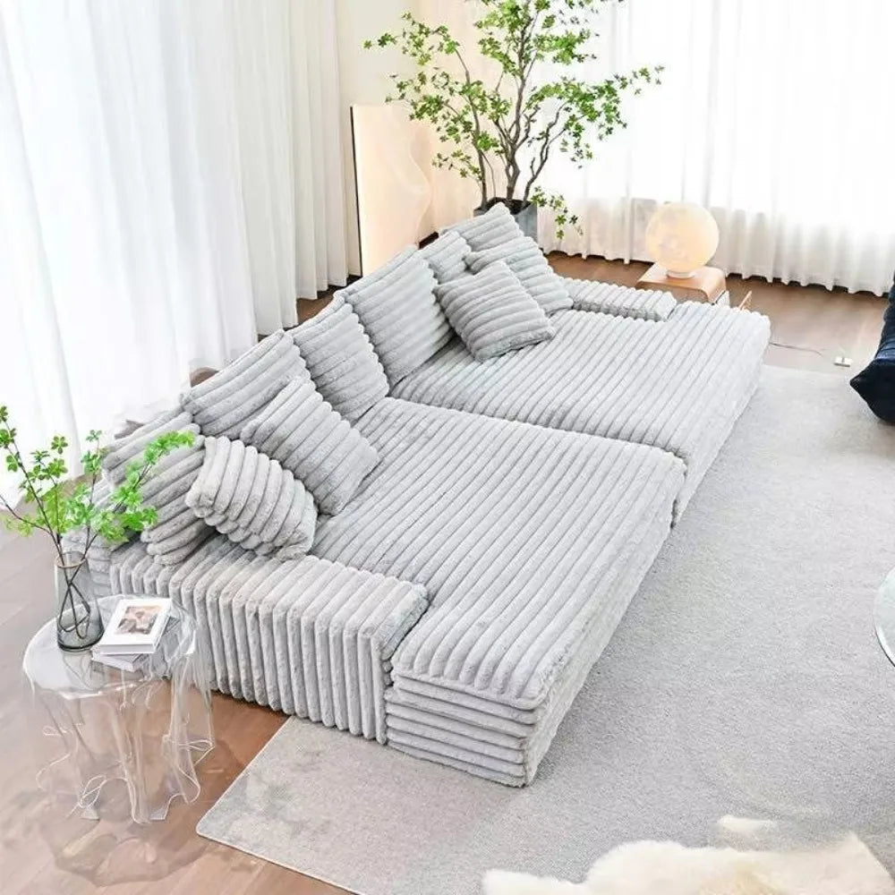 Modern Luxury Velvet L-shaped Compression Sofa Bed Set, Adjustable Function Durable Design, for Living Room Boneless Sofa