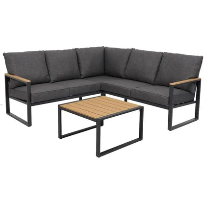 6-Piece Outdoor Sectional Sofa Set with Side Table, L-Shaped Patio Furniture, Grey
