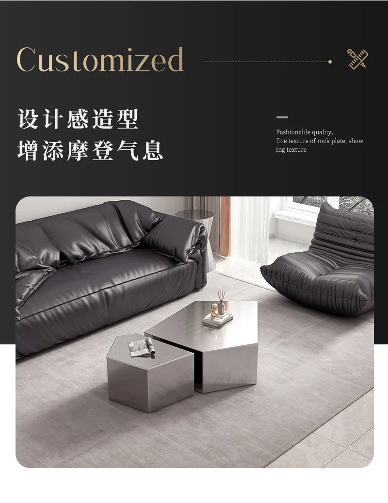 Stainless Steel Coffee Table Light Luxury Modern Simple Coffee Table Fashionable Creative Living Room Furniture Quemo YS40CC