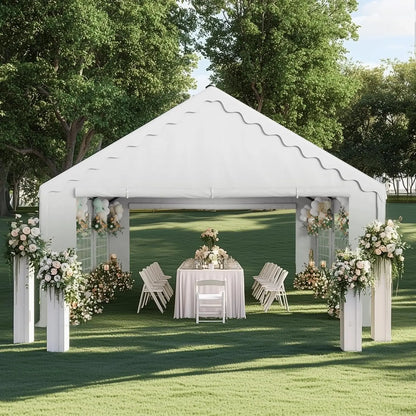16x20FT Party Tent Heavy Duty, Large Wedding Event Shelters with 3 Carry Bags & Removable Sidewalls, Outdoor Canopy, Customized
