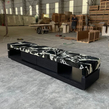 a163  Bulgari black marble luxury stone coffee table living room new walnut light luxury high sense