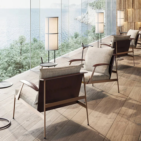 Single Light Luxury Designers Stainless Chair  Minimalist Backrest Armchair Negotiation Living Room Chair Sofa Stool Furniture