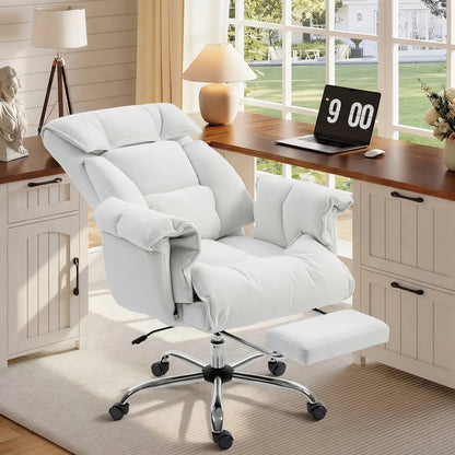 Executive Office Chair with Footrest, Reclining Swivel Computer Desk Chair