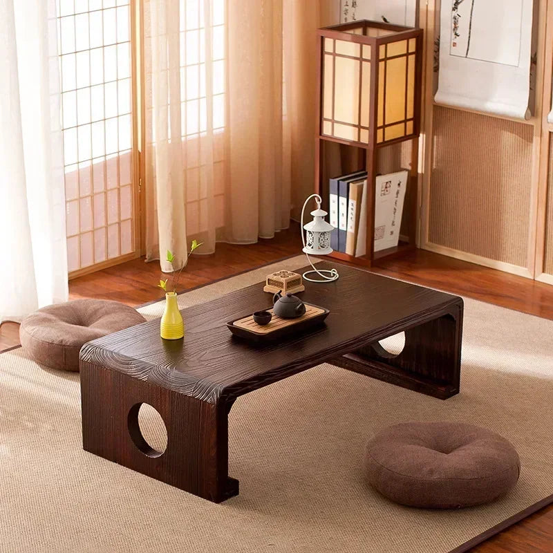 FashionJapanese Vintage Indoor Wood Furniture Asian Style Coffee Tea Living Room Low Table Rectangle 50*40cm Tatami