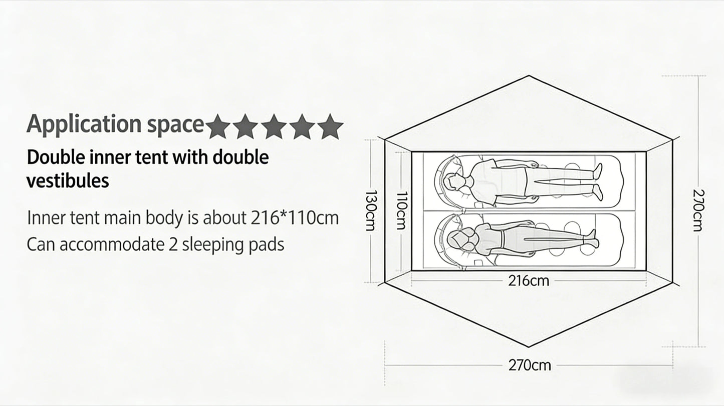 LanShan 2 3F UL GEAR 2 Person 1 Person Outdoor Ultralight Camping Tent 3 Season 4 Season Professional 15D Silnylon Rodless Tent