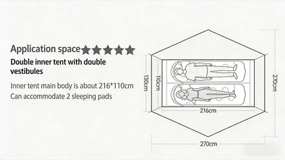 LanShan 2 3F UL GEAR 2 Person 1 Person Outdoor Ultralight Camping Tent 3 Season 4 Season Professional 15D Silnylon Rodless Tent