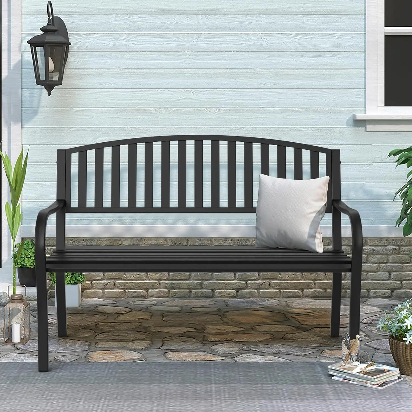 New Trend Backyard Modern Outdoor Bench Outdoor Garden Iron Bench