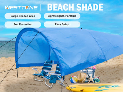 WESTTUNE Portable Beach Shade Compact Wind-Powered Beach Canopy Foldable Outdoor Sun Shelter Beach Tent for 8 People 200 Sq. Ft.