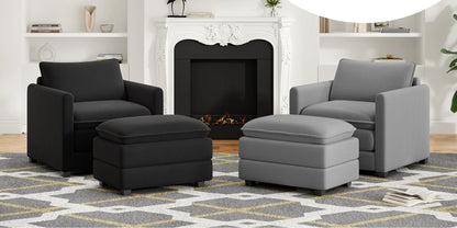 Corduroy Armchair with Ottoman Set, Accent Chair & Footstool, High-Quality Foam, Easy 15-Min Assembly, for Living Room, Bedroom